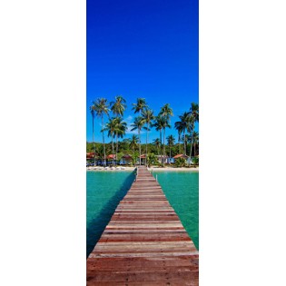 Dekoidea Autocollant De Porte Tropical Beach 83 X 210 Cm Vinyle