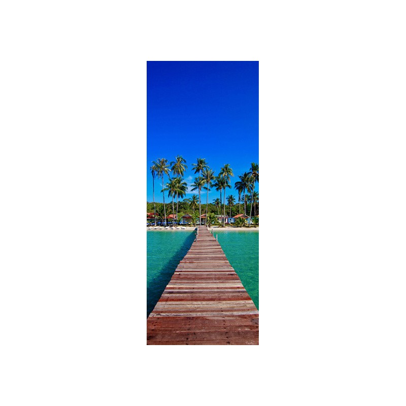 Dekoidea Autocollant De Porte Tropical Beach 83 X 210 Cm Vinyle