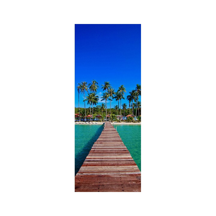 Dekoidea Autocollant De Porte Tropical Beach 83 X 210 Cm Vinyle