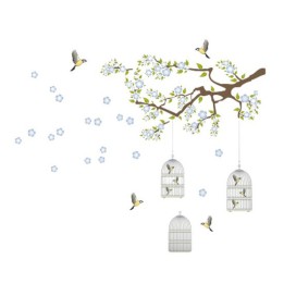 Crearreda Sticker Mural Branch & Cages 300 X 270 Cm 13-Pièces