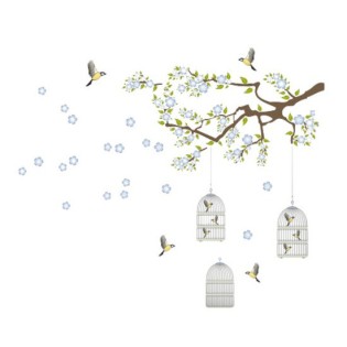 Crearreda Sticker Mural Branch & Cages 300 X 270 Cm 13-Pièces