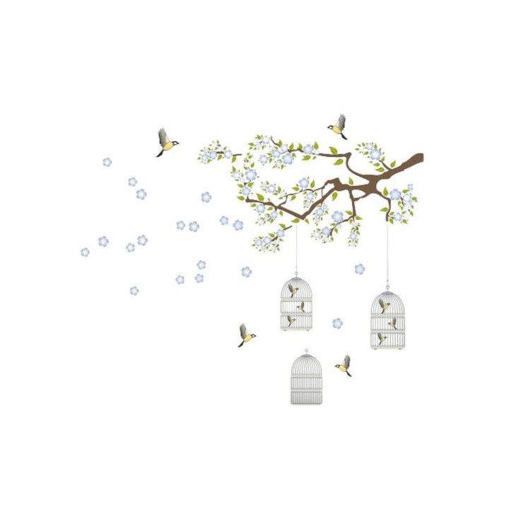 Crearreda Sticker Mural Branch & Cages 300 X 270 Cm 13-Pièces