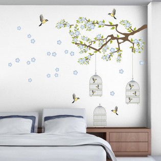 Crearreda Sticker Mural Branch & Cages 300 X 270 Cm 13-Pièces