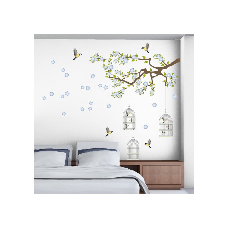 Crearreda Sticker Mural Branch & Cages 300 X 270 Cm 13-Pièces