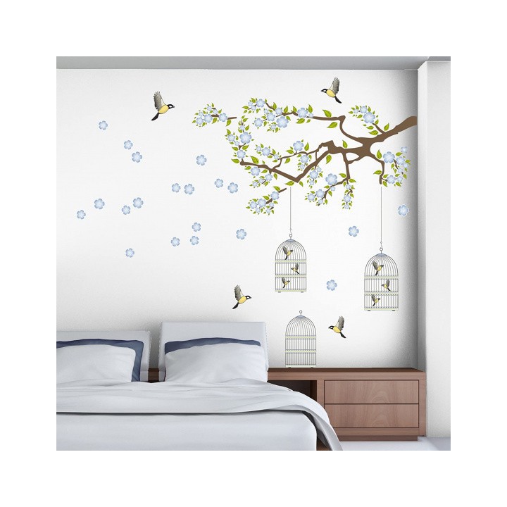 Crearreda Sticker Mural Branch & Cages 300 X 270 Cm 13-Pièces