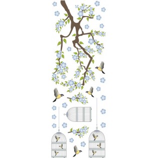 Crearreda Sticker Mural Branch & Cages 300 X 270 Cm 13-Pièces