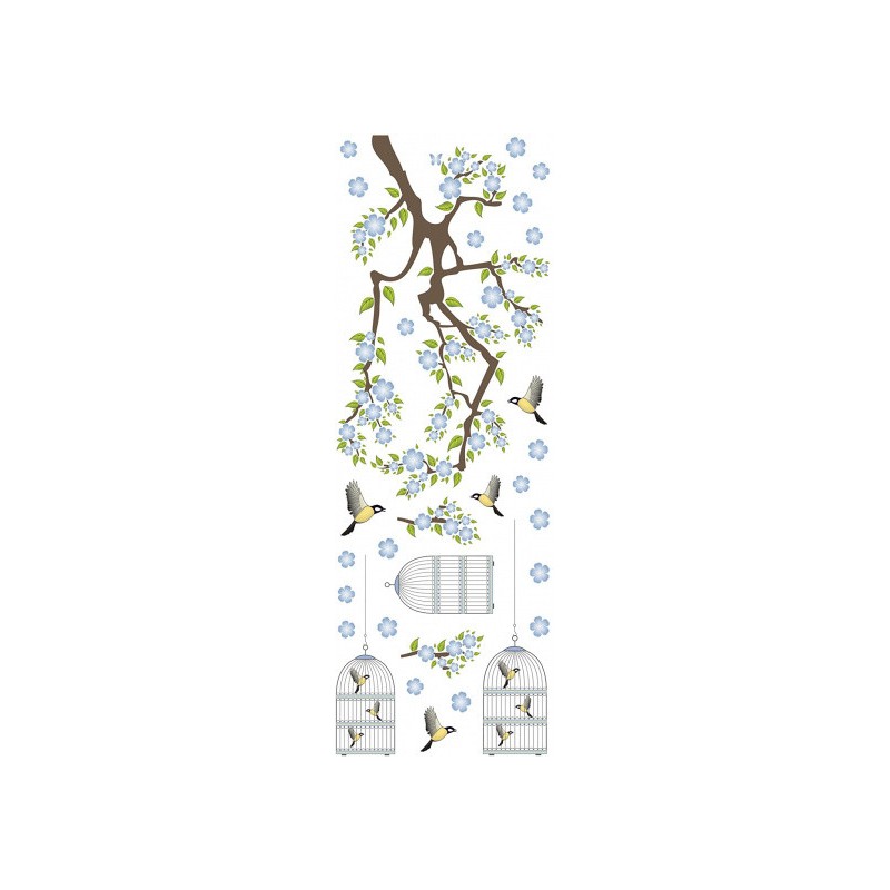 Crearreda Sticker Mural Branch & Cages 300 X 270 Cm 13-Pièces