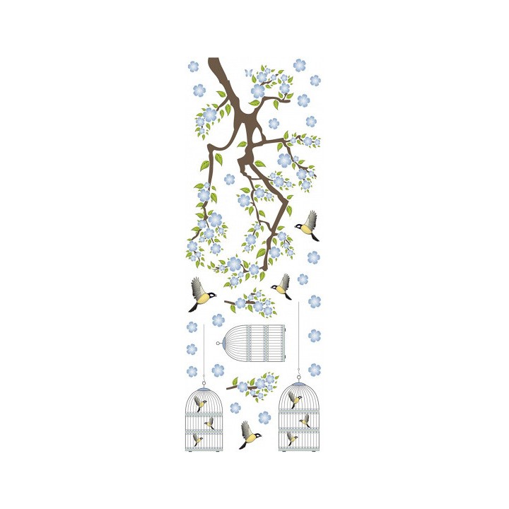 Crearreda Sticker Mural Branch & Cages 300 X 270 Cm 13-Pièces