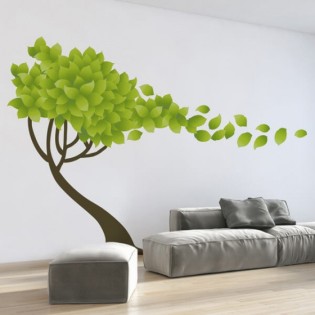 Crearreda Sticker Mural Arbre 220 X 300 Cm Vinyle  17 Pièces