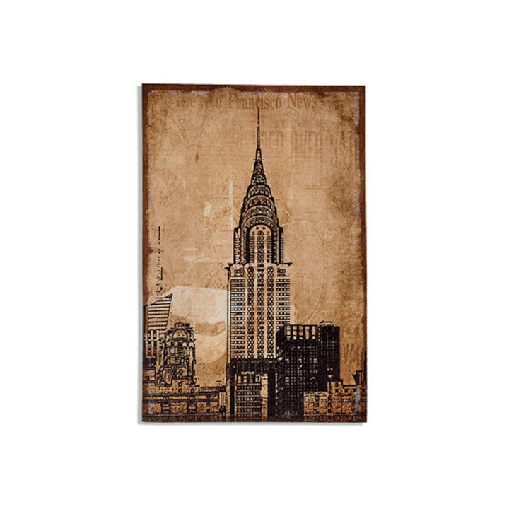 Giftdecor Peinture New York Chrysler 90 X 60 Cm Lin Brun