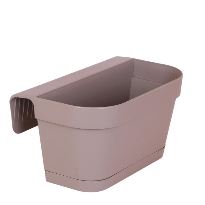 Addenda® Plastic Balcony Planter Taupe With Suspension System - 36 Cm Wide