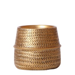 Kolibri Home | Groove Flowerpot - Golden Ceramic Pot - Pot Size