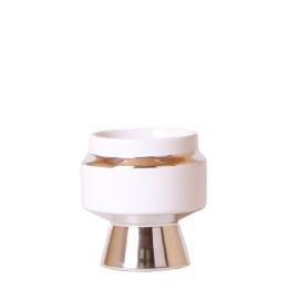 Kolibri Home | Le Chic Flower Pot - White Ceramic Ornamental Pot With Silver Details