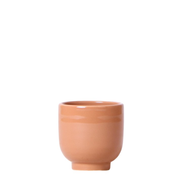 Kolibri Home | Glazed Flower Pot - Cognac Ceramic Decorative Pot With Gloss