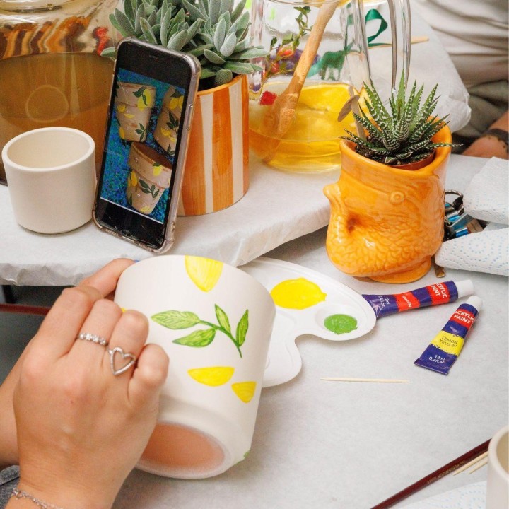 Kolibri Creatives | Paint Kit For Painting 8 Flower Pots + Succulents | For At Least 4 People | Creative Visionary