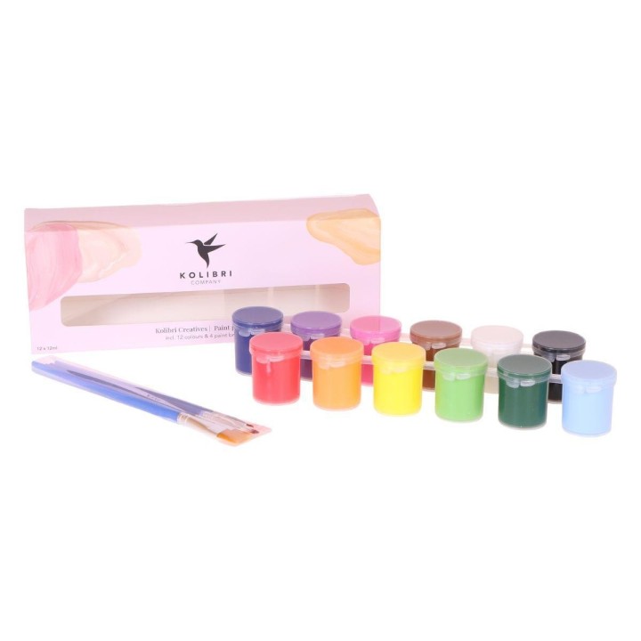 Kolibri Creatives | Paint Kit For Painting 4 Flower Pots + Succulents | For 4 People | Beginner Artist