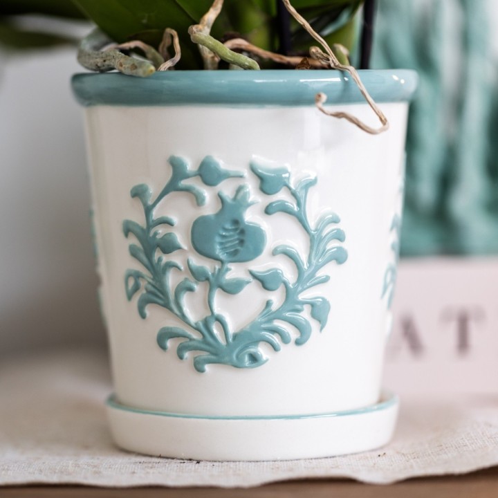 Kolibri Company | Plant Set White Phalaenopsis Orchid Amabilis And Succulents Incl. Ceramic Malaga Decorative Pots
