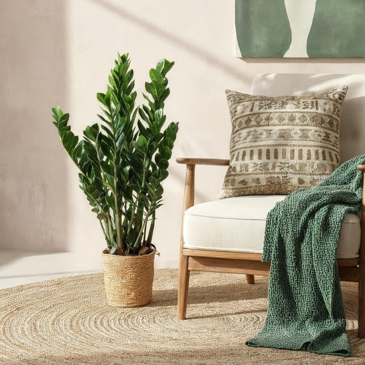 Zamioculcas - Zz Plant - Faible entretien - Vert - Pot 21Cm - Hauteur 80-90Cm