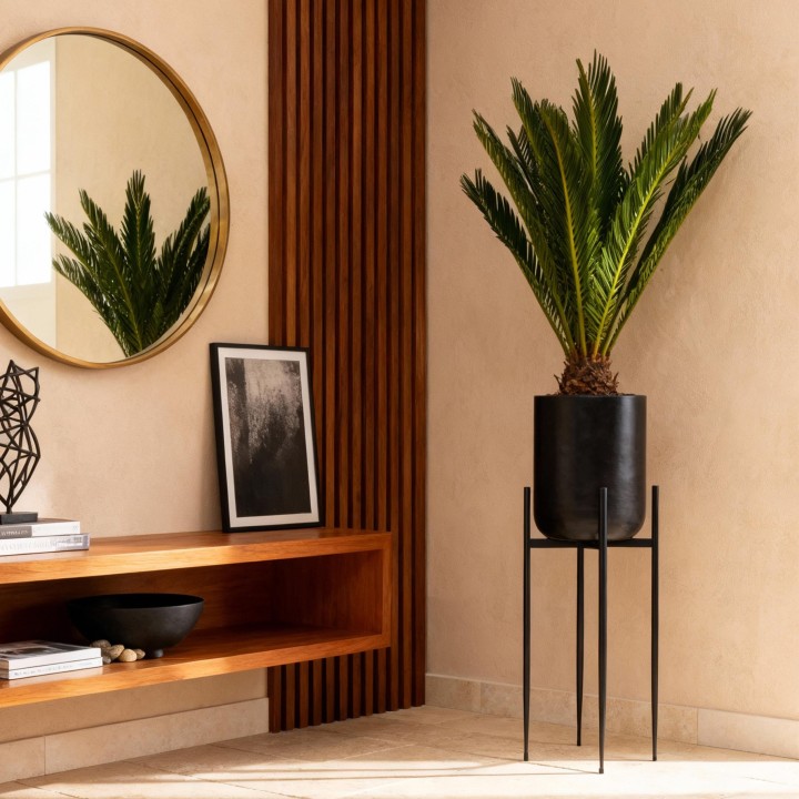 Cycas Revoluta - Sago Palm - Faible entretien - Vert - Pot 14Cm - Hauteur 45Cm