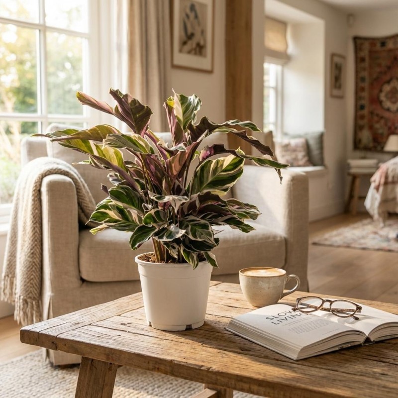 Calathea Fushion Blanc - Ø 14 Cm - Hauteur: 35 - 40 Cm