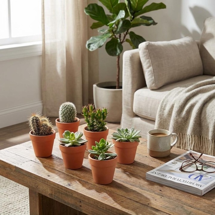 Mini Cactus & Succulent Mélange - 18 pièces - Ø 8,1 Cm - Hauteur: 5-10 Cm - Pots en terre cuite