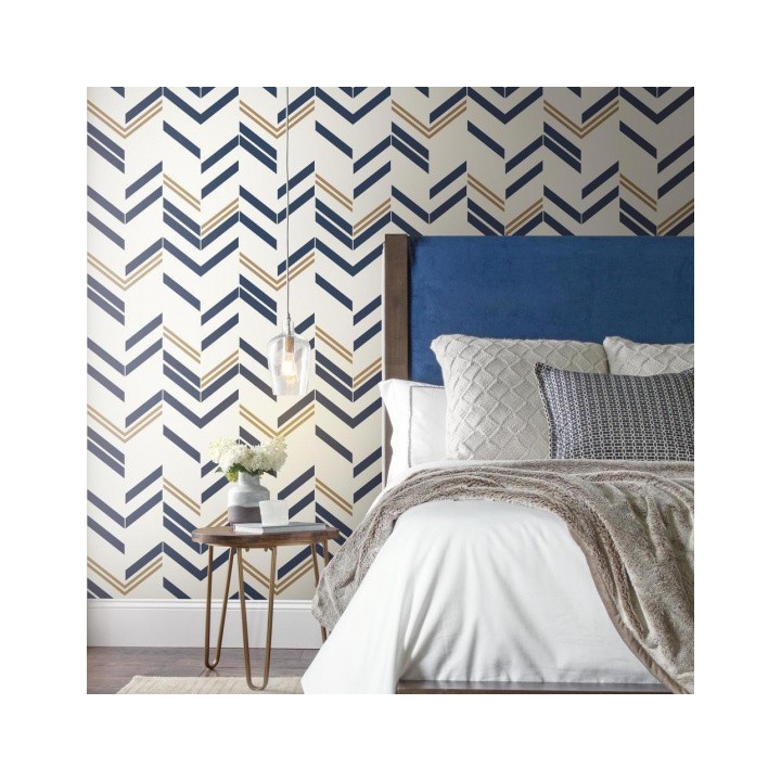 Roommates Papier Peint Peel And Stick Cev-S 503 Cm Vinyle Bleu/Or