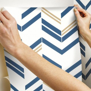 Roommates Papier Peint Peel And Stick Cev-S 503 Cm Vinyle Bleu/Or