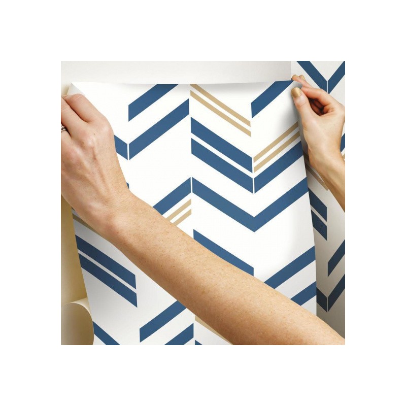 Roommates Papier Peint Peel And Stick Cev-S 503 Cm Vinyle Bleu/Or