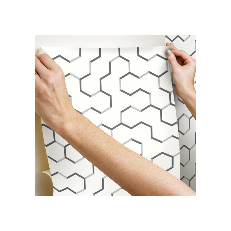 Roommates Fond D'écran Peel And Stick Géométrique 503 Cm Gris Vinyle